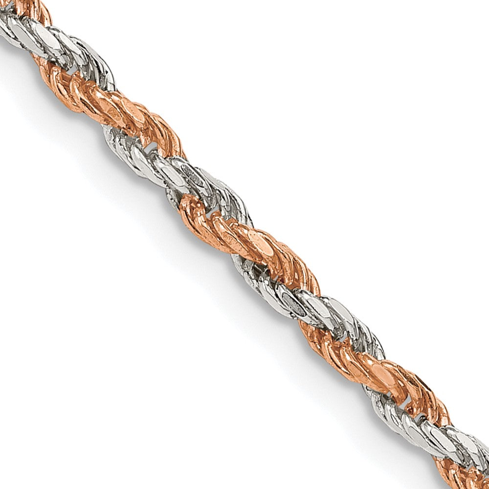 24 Zoll Sterlingsilber und Rose Vermeil 2.5mm Diamantiert Kordel Halskette