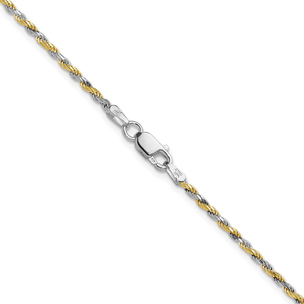 24 Zoll Sterlingsilber und Vermeil 1.85mm Diamantiert Kordel Halskette