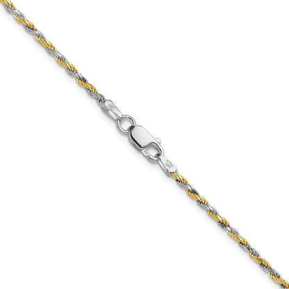 24 Zoll Sterlingsilber und Vermeil 1.85mm Diamantiert Kordel Halskette