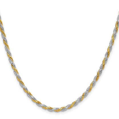 30 Zoll Sterlingsilber und Vermeil 2.5mm Diamantiert Kordel Halskette