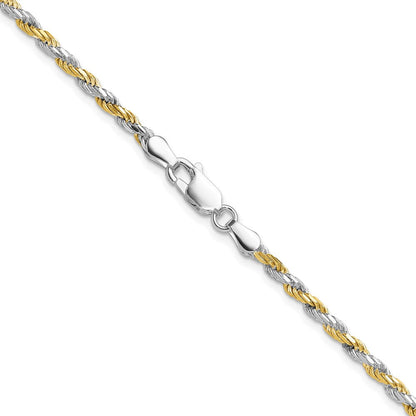 30 Zoll Sterlingsilber und Vermeil 2.5mm Diamantiert Kordel Halskette