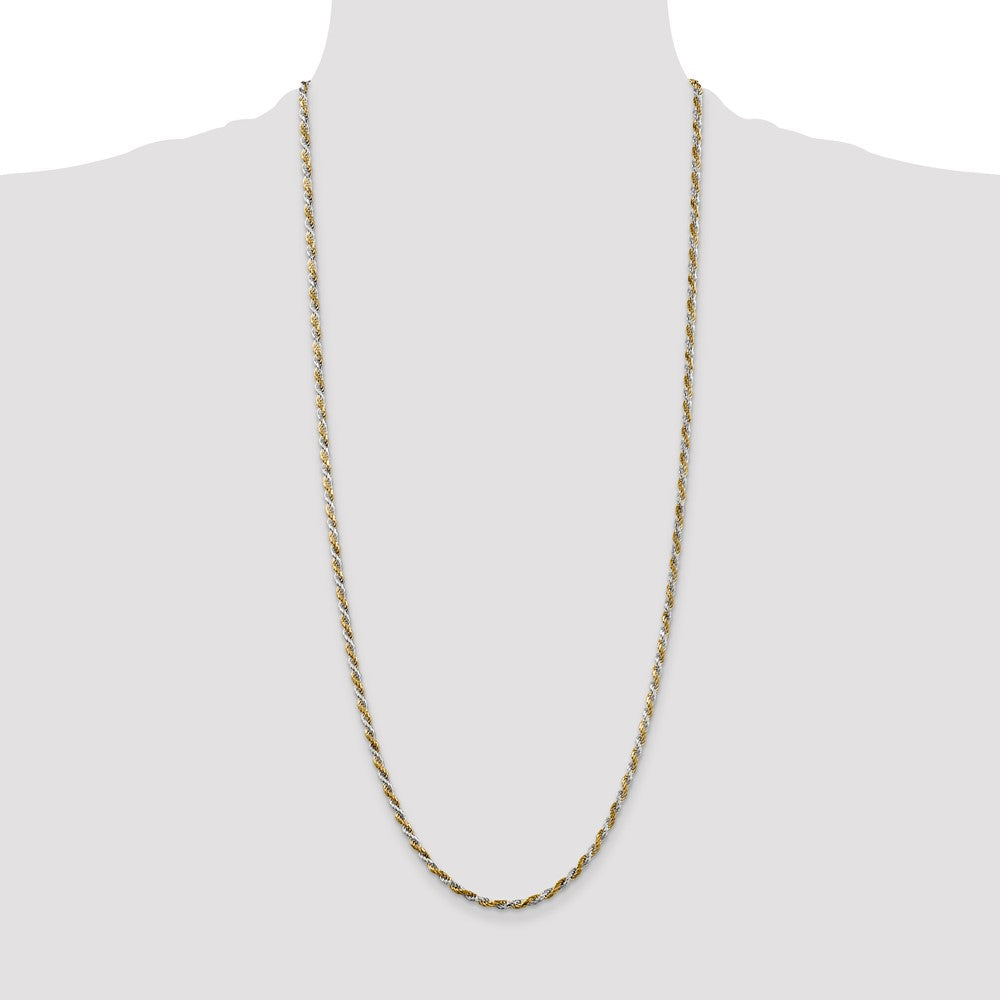 30 Zoll Sterlingsilber und Vermeil 2.5mm Diamantiert Kordel Halskette