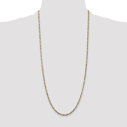 30 Zoll Sterlingsilber und Vermeil 2.5mm Diamantiert Kordel Halskette