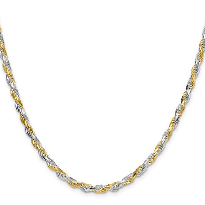 Sterlingsilber und Vermeil 3.5mm Diamantiert Kordel Kette