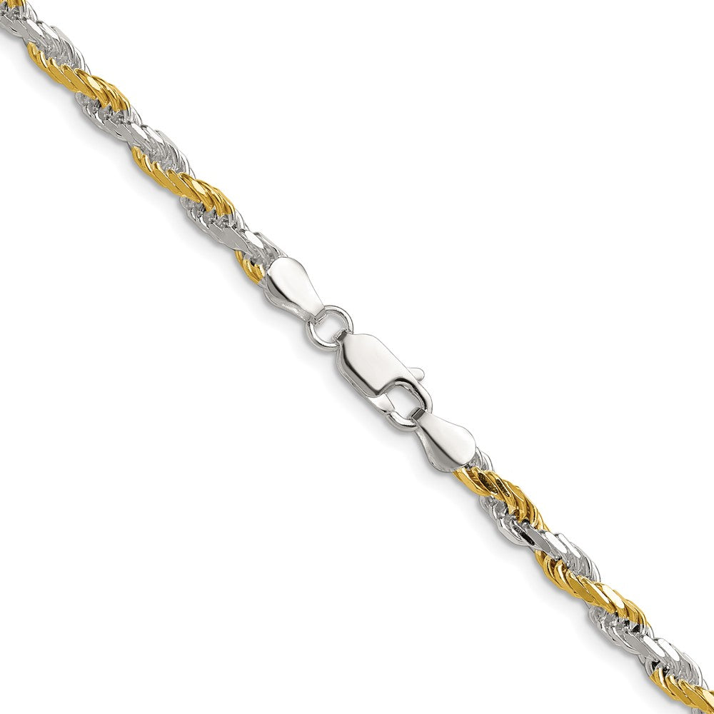Sterlingsilber und Vermeil 3.5mm Diamantiert Kordel Kette