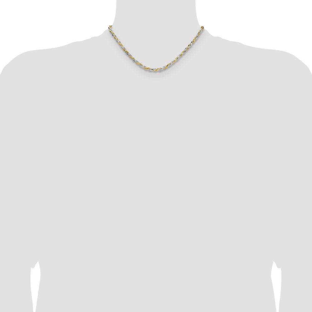 Sterlingsilber und Vermeil 3.5mm Diamantiert Kordel Kette