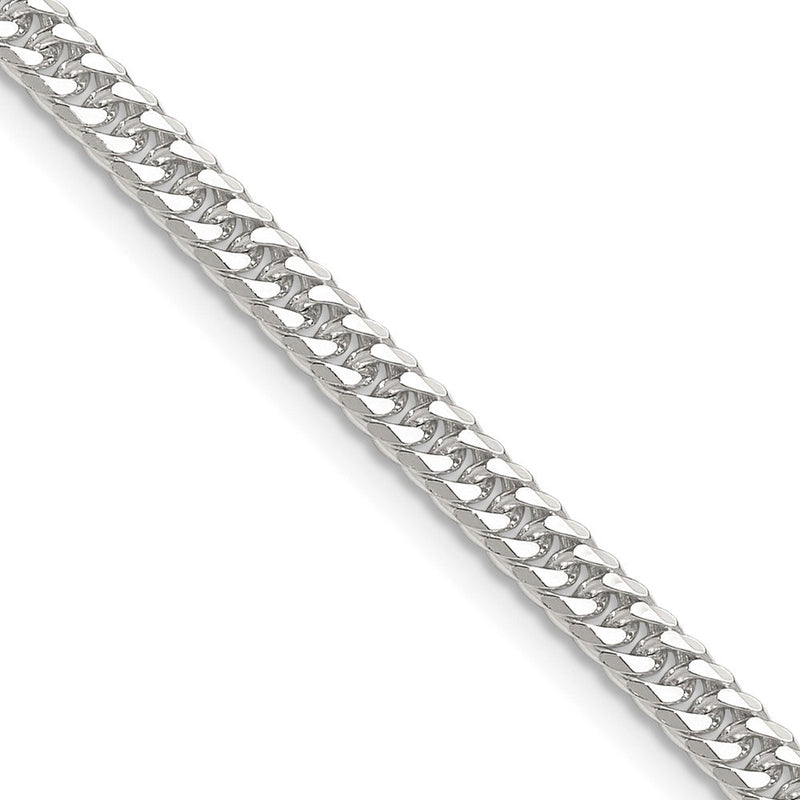 Sterlingsilber Poliert 3.9mm Doppelt Diamantiert Panzer Kette