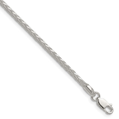 Sterlingsilber 2.5mm 8 Sided Diamantiert Doppelt Ährenkette Kette