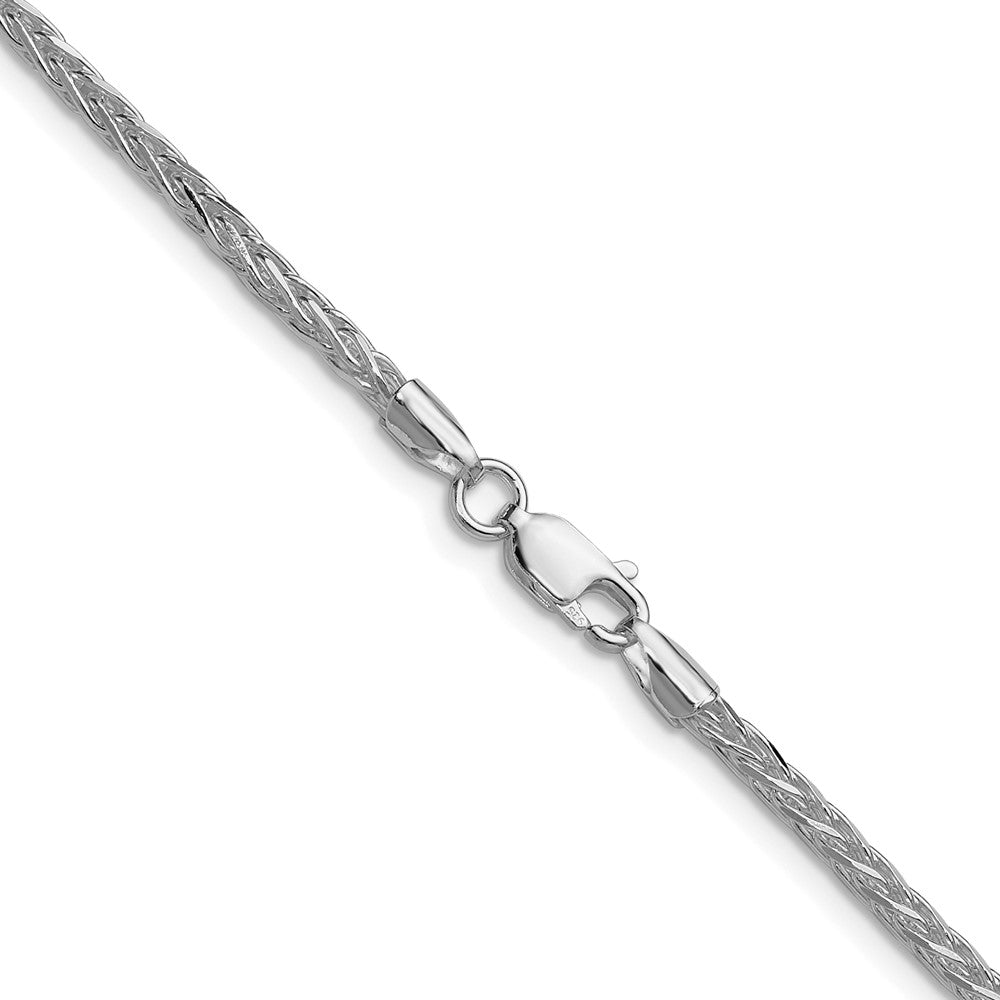 Sterlingsilber Rhodiniert 2.5mm 8 Sided Diamantiert Doppelt Ährenkette Kette