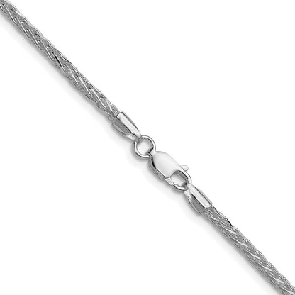 Sterlingsilber Rhodiniert 2.5mm 8 Sided Diamantiert Doppelt Ährenkette Kette