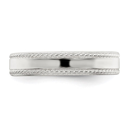 Sterlingsilber 4mm Flach mit Kordel Kante Größe 11 Ring