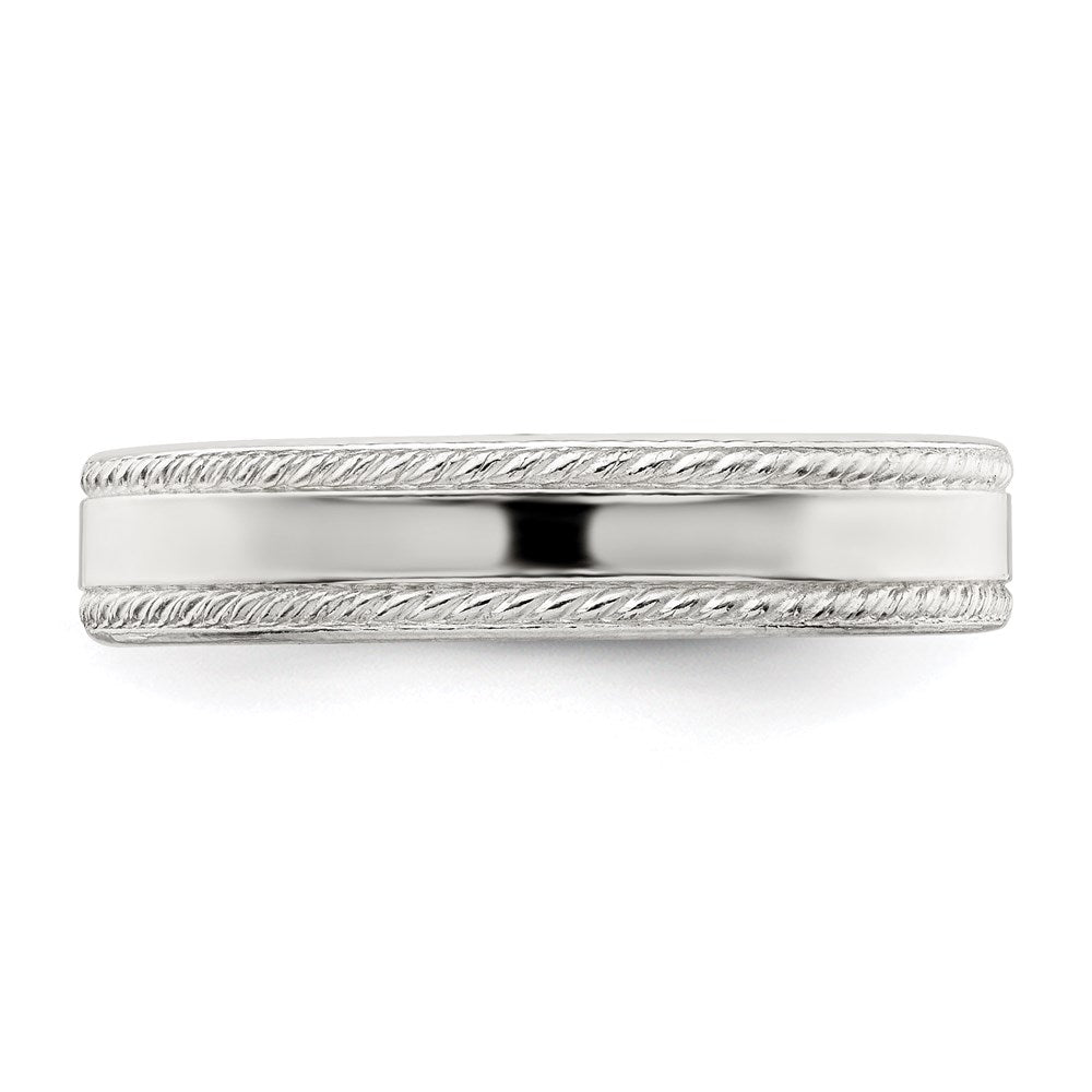 Sterlingsilber 4mm Flach mit Kordel Kante Größe 12 Ring