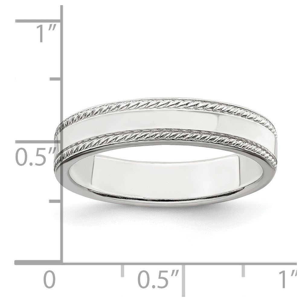 Sterlingsilber 4mm Flach mit Kordel Kante Größe 11 Ring