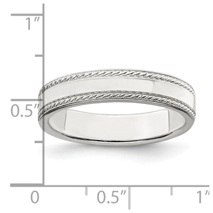 Sterlingsilber 4mm Flach mit Kordel Kante Größe 11 Ring