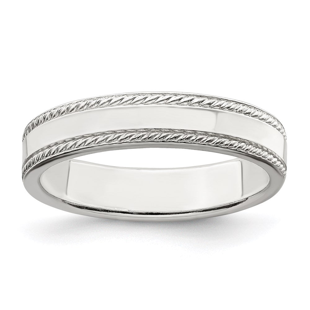 Sterlingsilber 4mm Flach mit Kordel Kante Größe 11 Ring