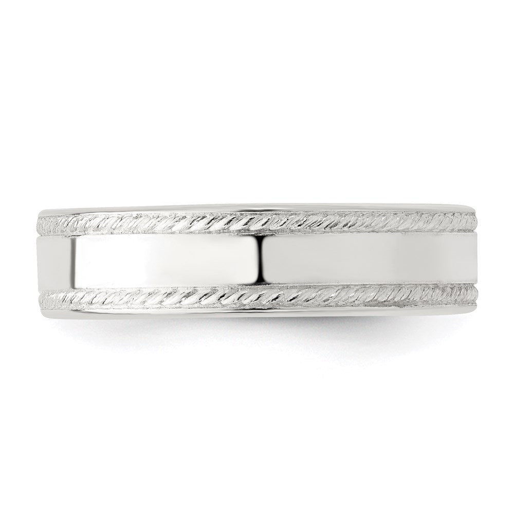 Sterlingsilber 5mm Flach mit Kordel Kante Größe 8 Ring