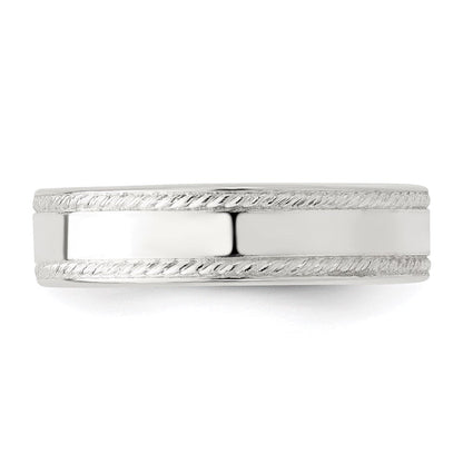 Sterlingsilber 5mm Flach mit Kordel Kante Größe 5 Ring