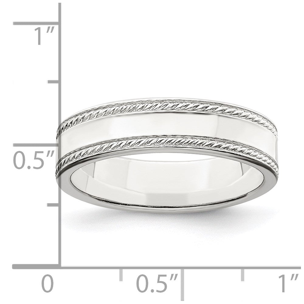 Sterlingsilber 5mm Flach mit Kordel Kante Größe 4 Ring