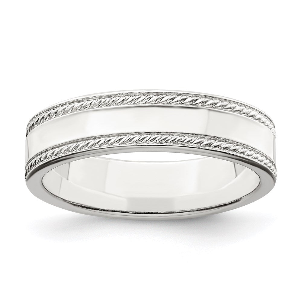 Sterlingsilber 5mm Flach mit Kordel Kante Größe 8 Ring