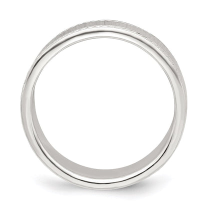 Sterlingsilber Rhodiniert 6mm Flach mit Kordel Kante Größe 10 Ring