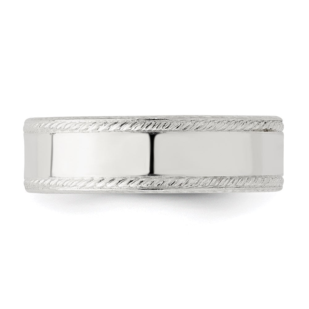 Sterlingsilber 6mm Flach mit Kordel Kante Größe 9 Ring