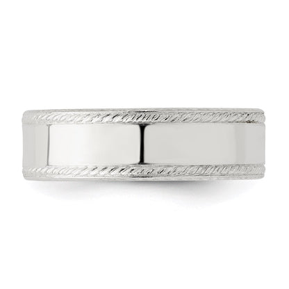 Sterlingsilber 6mm Flach mit Kordel Kante Größe 12 Ring