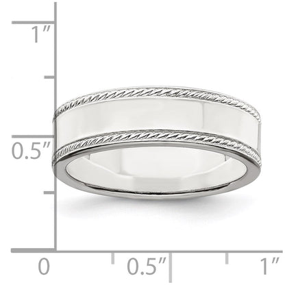 Sterlingsilber 6mm Flach mit Kordel Kante Größe 5 Ring