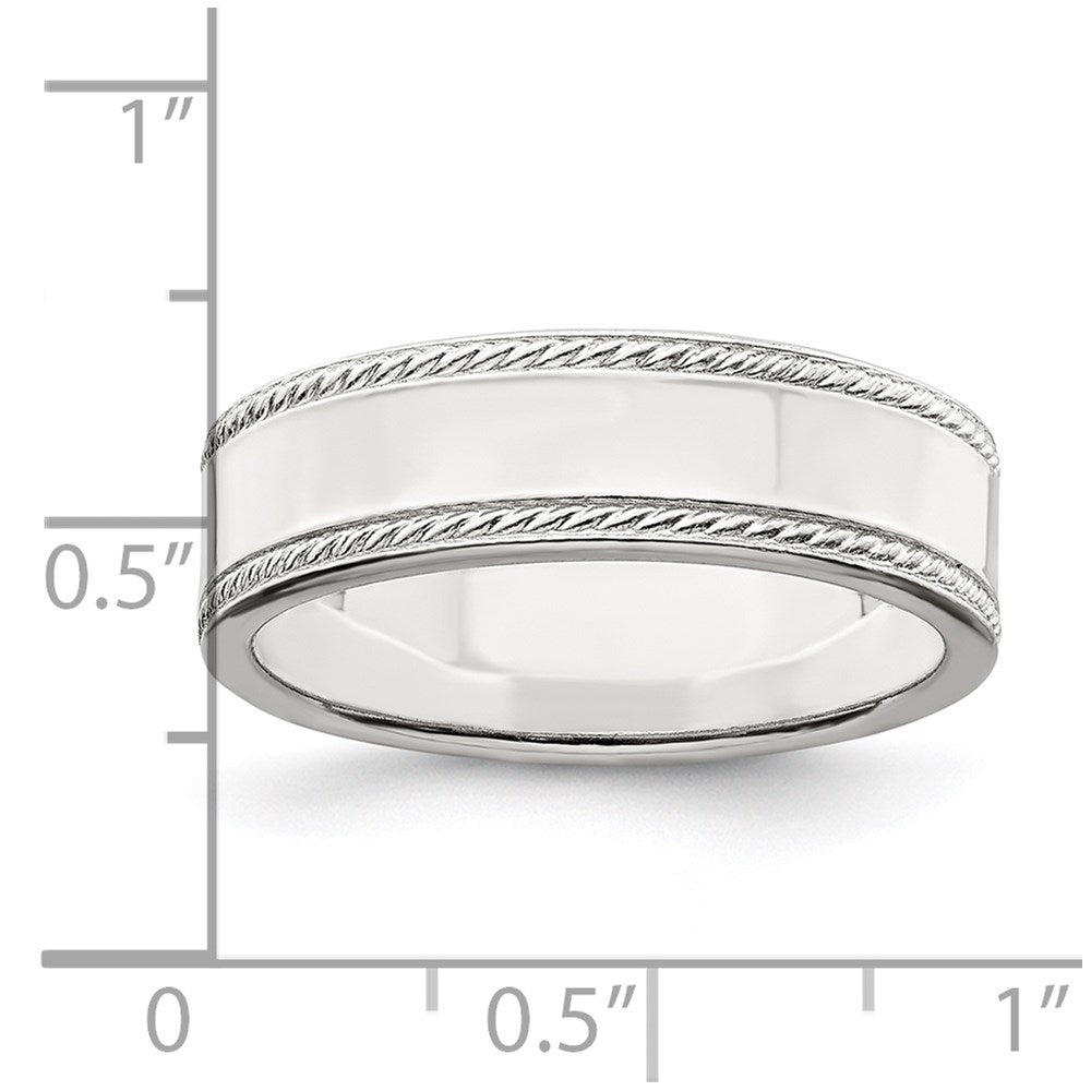 Sterlingsilber 6mm Flach mit Kordel Kante Größe 11 Ring