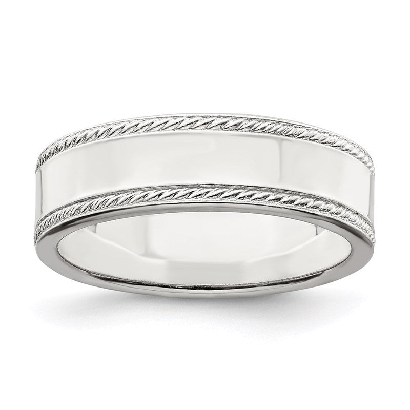 Sterlingsilber 6mm Flach mit Kordel Kante Größe 10 Ring