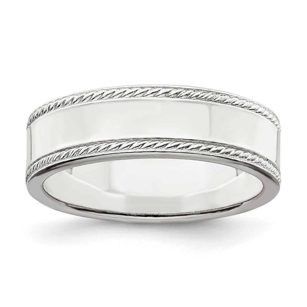 Sterlingsilber 6mm Flach mit Kordel Kante Größe 11 Ring