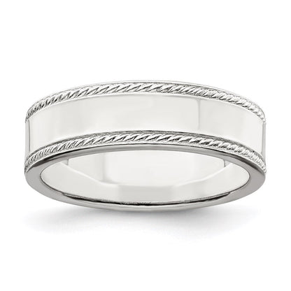 Sterlingsilber 6mm Flach mit Kordel Kante Größe 11 Ring