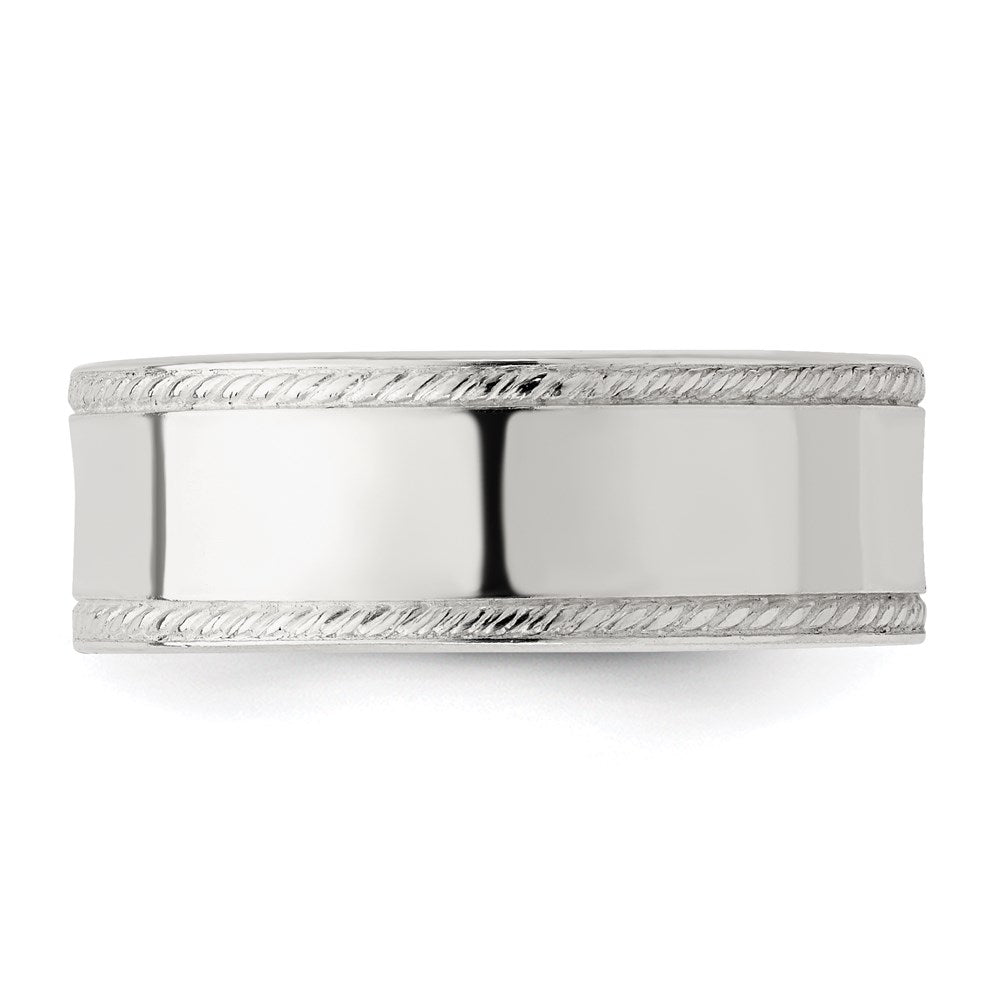 Sterlingsilber 7mm Flach mit Kordel Kante Größe 11 Ring