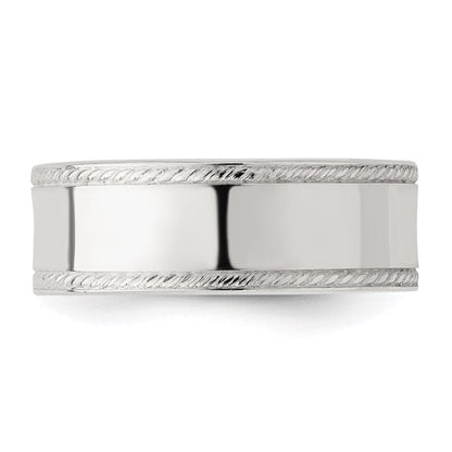 Sterlingsilber 7mm Flach mit Kordel Kante Größe 9 Ring