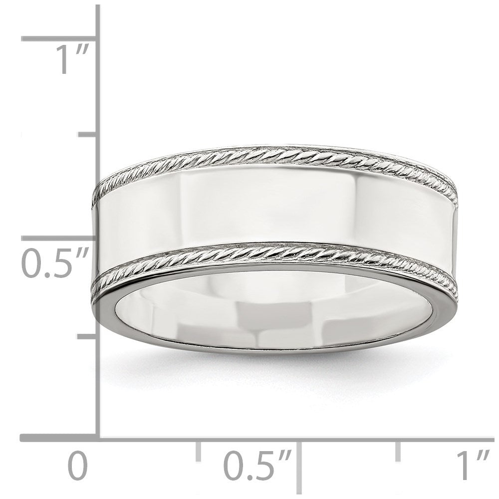 Sterlingsilber 7mm Flach mit Kordel Kante Größe 11 Ring