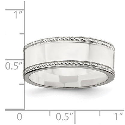 Sterlingsilber 7mm Flach mit Kordel Kante Größe 11 Ring