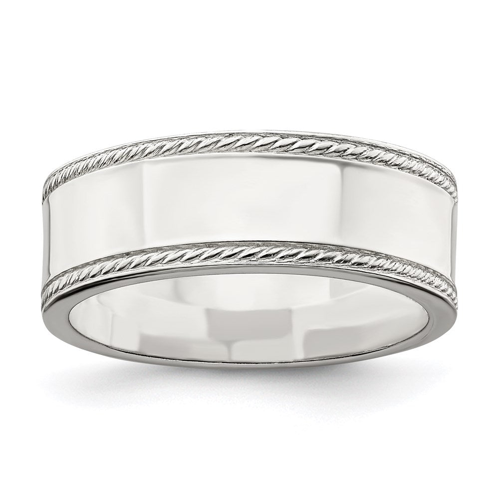 Sterlingsilber 7mm Flach mit Kordel Kante Größe 11 Ring
