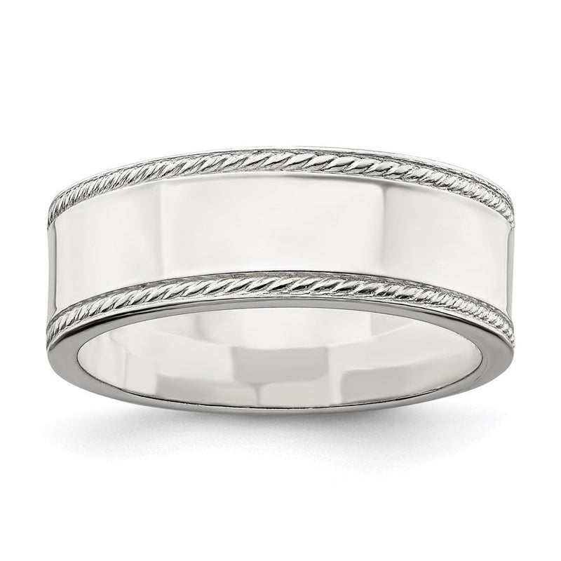 Sterlingsilber 7mm Flach mit Kordel Kante Größe 9 Ring
