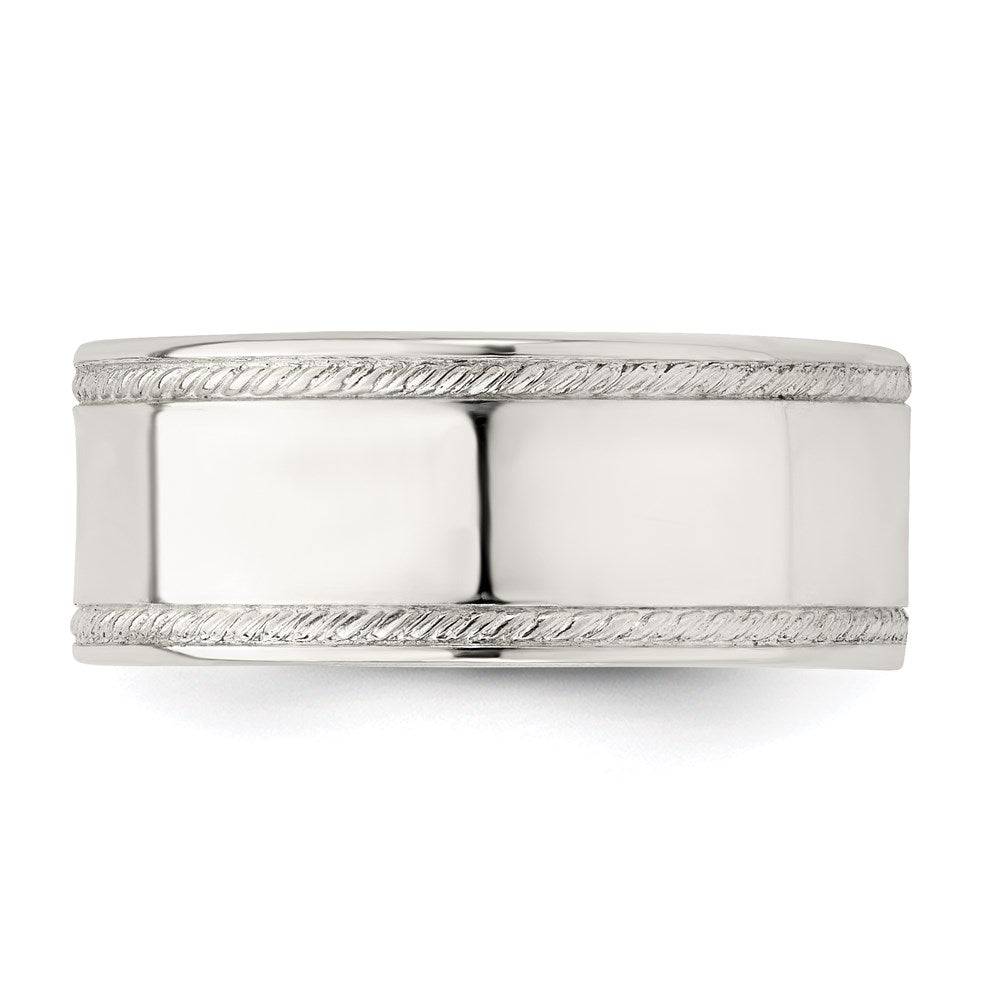 Sterlingsilber 8mm Flach mit Kordel Kante Größe 7 Ring