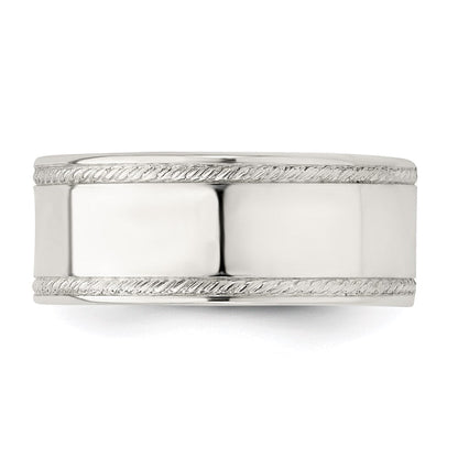 Sterlingsilber 8mm Flach mit Kordel Kante Größe 7 Ring
