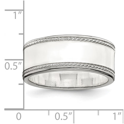 Sterlingsilber 8mm Flach mit Kordel Kante Größe 9 Ring