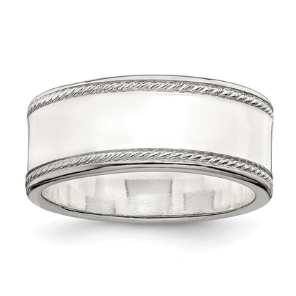 Sterlingsilber 8mm Flach mit Kordel Kante Größe 7 Ring
