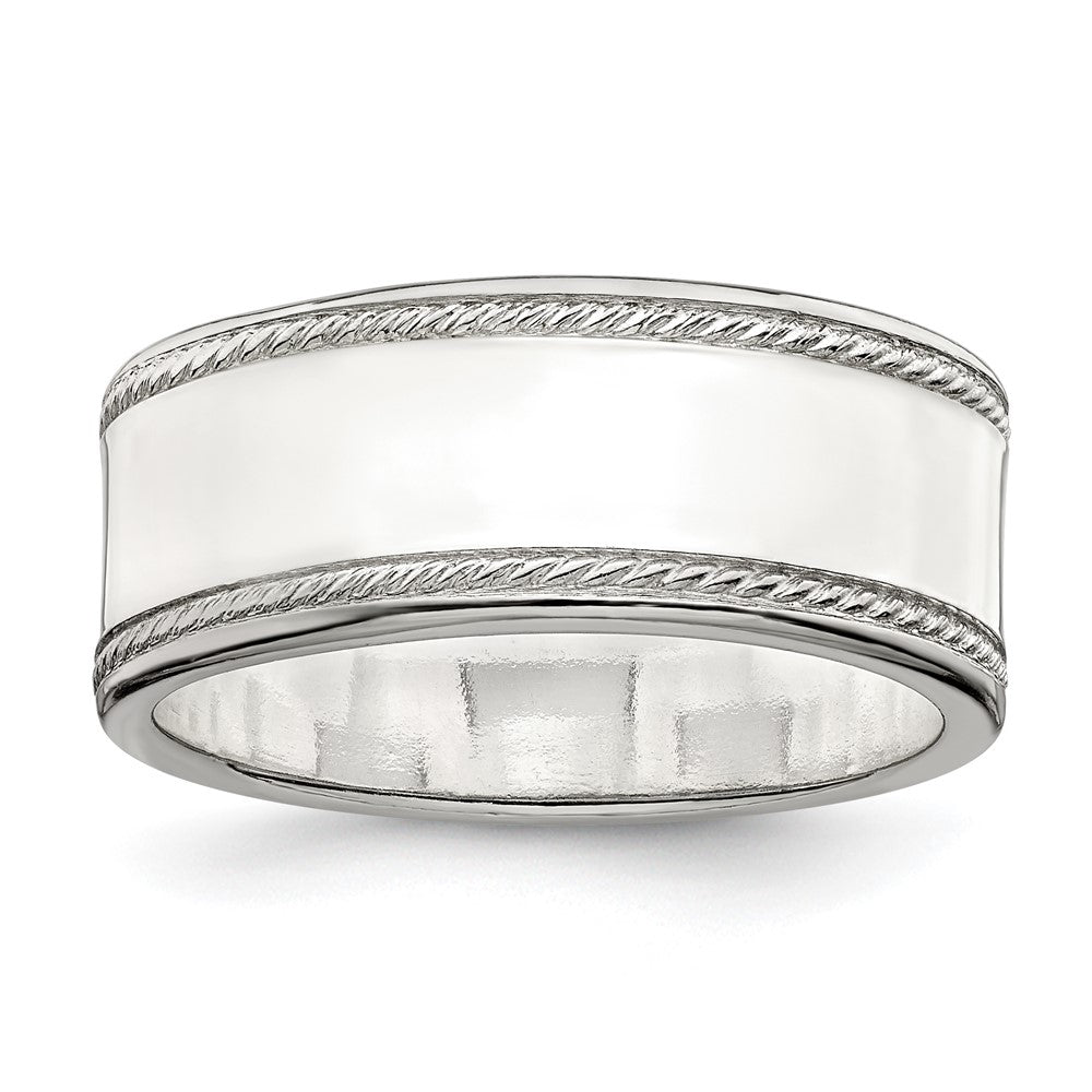 Sterlingsilber 8mm Flach mit Kordel Kante Größe 8 Ring