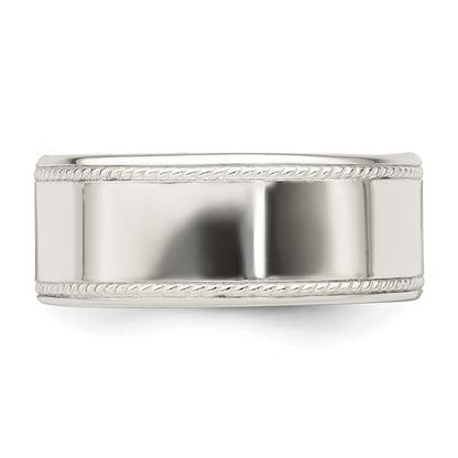 Sterlingsilber 9.5mm Flach mit Kordel Kante Größe 10 Ring