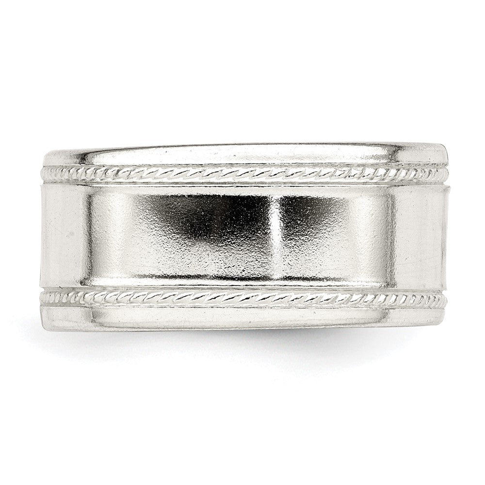 Sterlingsilber 9.5mm Flach mit Kordel Kante Größe 10 Ring