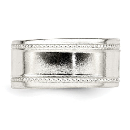 Sterlingsilber 9.5mm Flach mit Kordel Kante Größe 10 Ring
