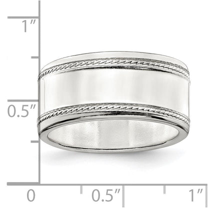 Sterlingsilber 9.5mm Flach mit Kordel Kante Größe 6 Ring
