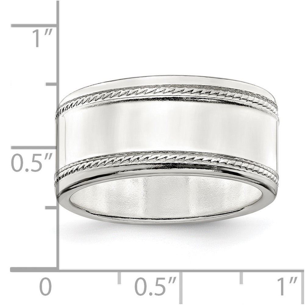 Sterlingsilber 9.5mm Flach mit Kordel Kante Größe 12 Ring