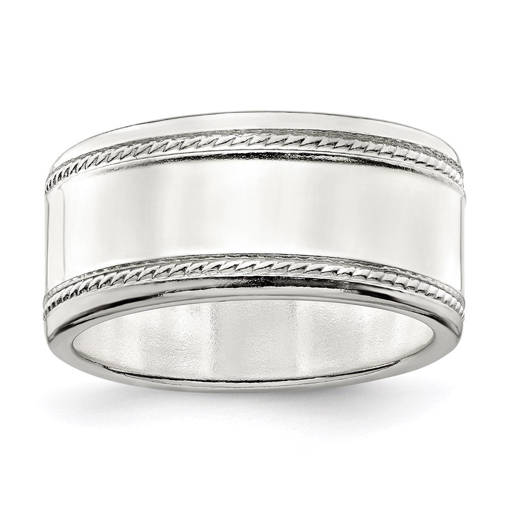 Sterlingsilber 9.5mm Flach mit Kordel Kante Größe 10 Ring