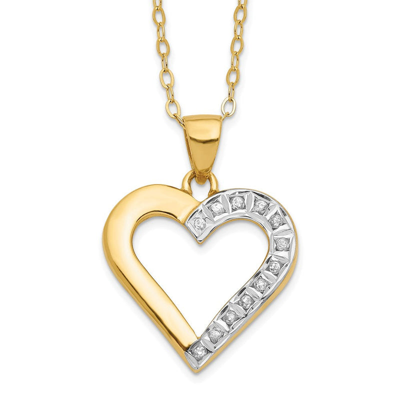 Sterlingsilber Diamant Fascination Mystique 18K Vergoldet Herz 18 Zoll Halskette