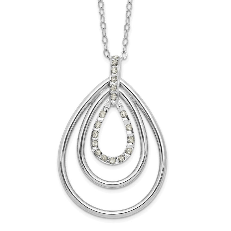 Sterlingsilber Diamant Fascination Mystique Platin-beschichtet Dreifach Tropfen 18 Zoll Halskette